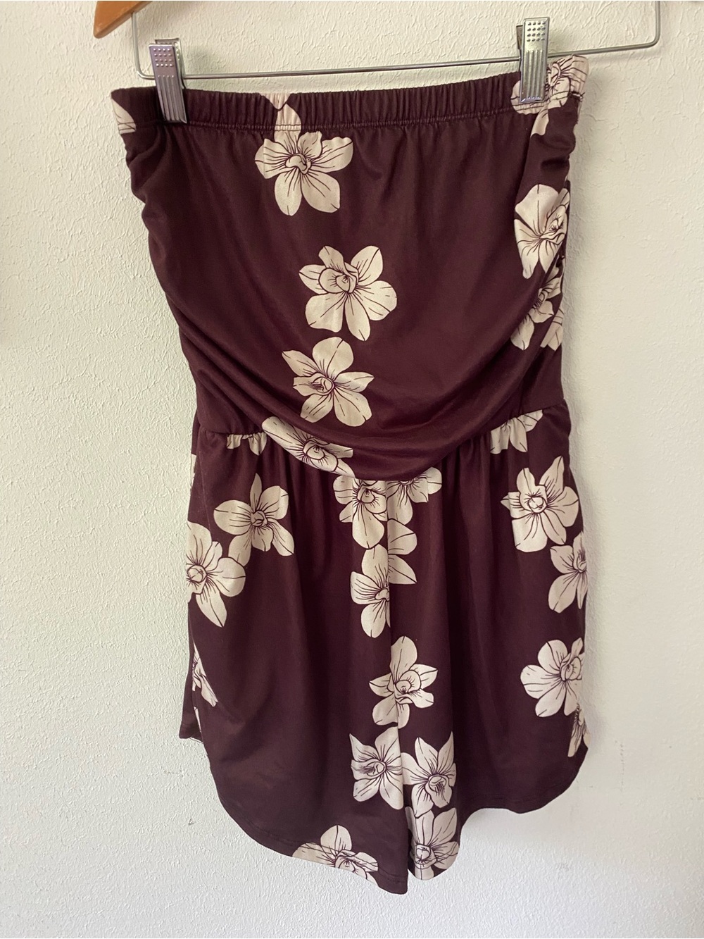 Luz Hawaii Plum Strapless Romper with Cream Floral Print